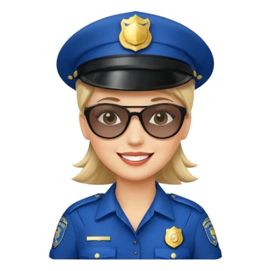 woman police with hair style and hats and sun glsses sticker