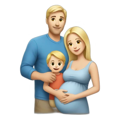 Family;blonde-haired-pregnant-mother, Turkish-white-man, blond-haired-baby-boy sticker