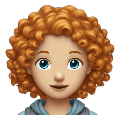 Ginger curly girl with blue eyes sticker