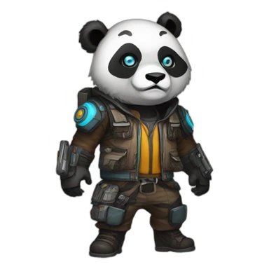 Panda as borderlands full body vault hunter sticker