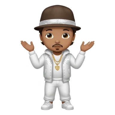 Baby Bash, Rapper (b.1969) with dark brown hair, white sequin outfit sticker
