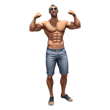 muscular guy outdoors in shorts sticker