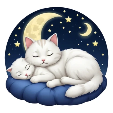 cat sleeping under moonlight sticker