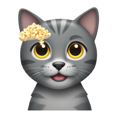 Grey cat with popcorn sticker