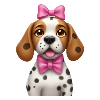 Dog with spots wearing a pink bow sticker