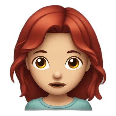 a crying girl with dark red hair sticker