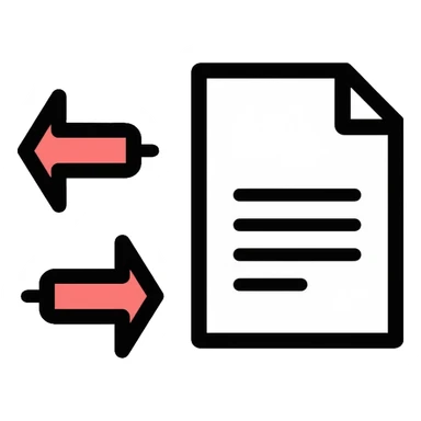 File monitoring icon with arrows showing sending and receiving of files, document with bidirectional arrows sticker