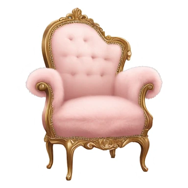 vintage pale pink rococo chair with fur throw blanket sticker