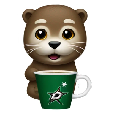 Dallas Stars otter with a coffee sticker