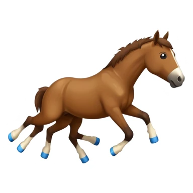 A horse doing a backflip wearing flippers sticker