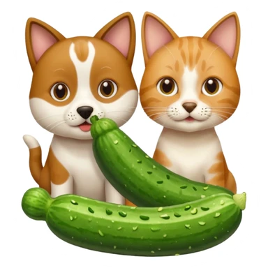 Köpekin yaninda kedi ikside hiyar yesin sticker