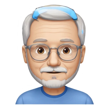 Create me an emoji of an old man. Gray short size hair. Gray beard. Squarer Glasses. Blue eyes. Little smile sticker