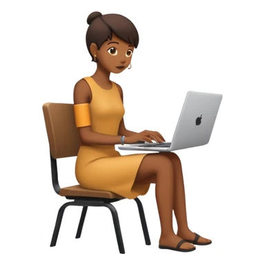 Minimalistic flat vector icon, iOS style, thin black contour on white background. Person silhouette sitting with a laptop, code brackets <> on the screen. Clean, no text, no shadows. sticker