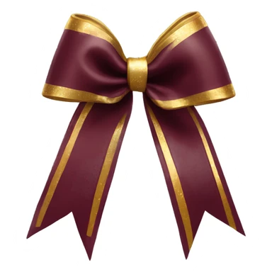 Maroon cheer bow that had golden accents and ringtones around end end sticker