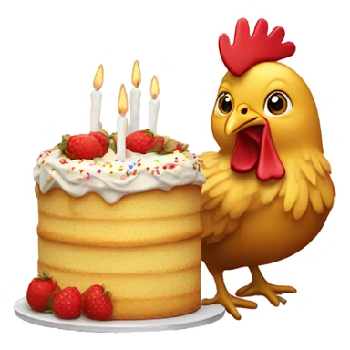 a chicken with a cake for a head gold medal emoji  sticker