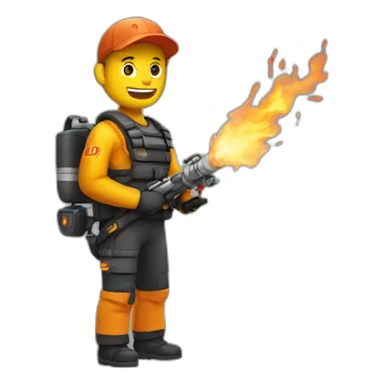 man with flamethrower sticker