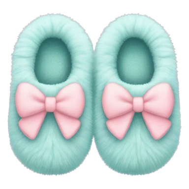 Soft, pastel-colored fuzzy slippers with a bow. sticker