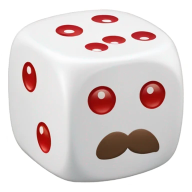 
Red and white dice with suit sticker