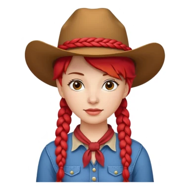 cowboy in a female version with a red braid sticker