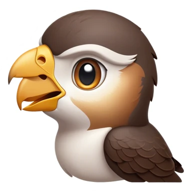 Cinematic Cute Falcon Portrait Emoji, Head tilted playfully and inquisitively, featuring a sleek, agile form with a delicately curved beak and round, sparkling eyes full of spirited charm, Simplified yet irresistibly adorable features, highly detailed, glowing with a warm, inviting glow, high shine, affectionate and lively, stylized with a touch of whimsical aerial grace, soft glowing outline, capturing the essence of a mischievous yet endearing falcon that seems as if it could dart out of the screen into your heart! sticker