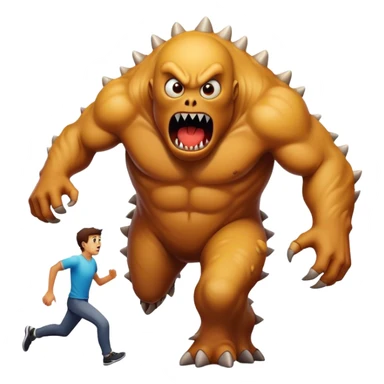a man getting chased by a giant monster sticker