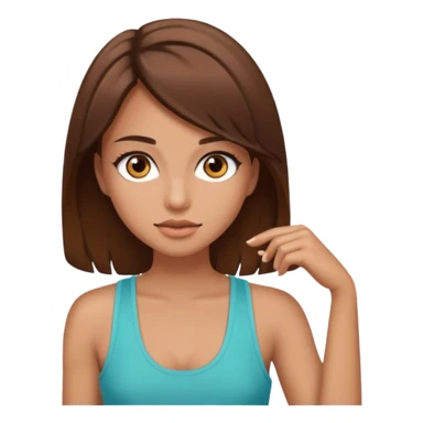 Girl with brown hair brown eyes lashes tank top sticker