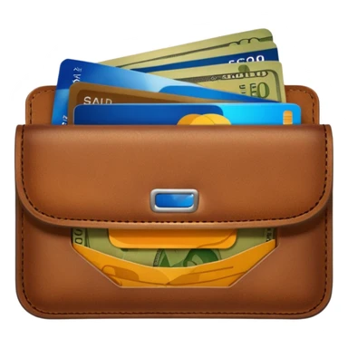 portefeuille marron avec pleins de billet et carte bancaire sticker