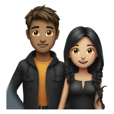 Boy and girl halloween party sticker