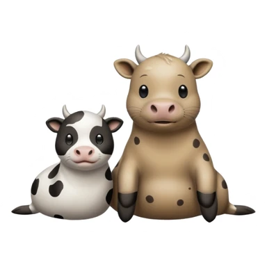 seal & cow at the beach  sticker