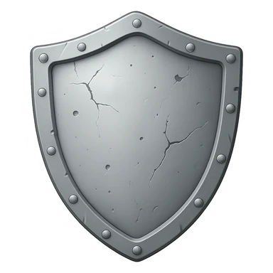 Create a matching silver shield in the style of the referenced helmet and previous platebody/platelegs/boots. Use a very light silver color, remove all gold and gems. The style is emoji style with a transparent background. sticker