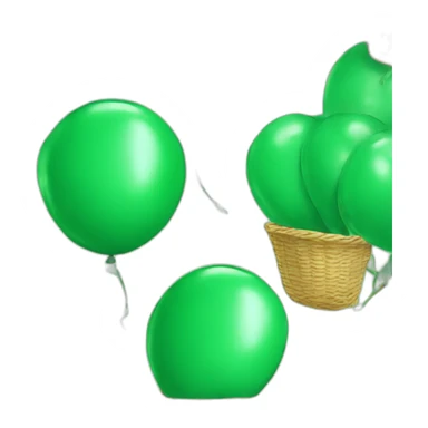 Inflatable green balloon with a green basket sticker
