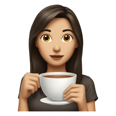 A brunette girl with cup of tea sticker