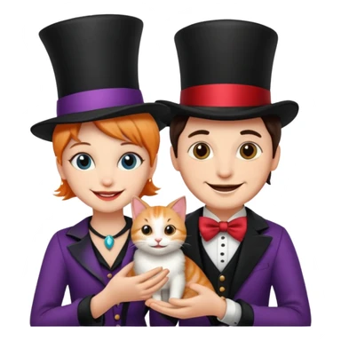 magician couple and their pet cat sticker