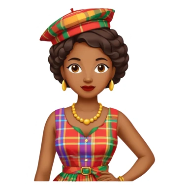 Femme Antillaise originaire de Martinique avec une robe en madras pas de couvre chef sticker