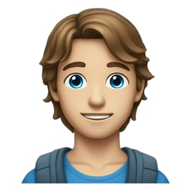 boy with brown long hair with blue eyes sticker