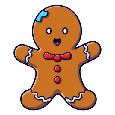 half-eaten gingerbread man with shocked expression sticker