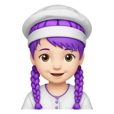purple haired little baby with braids and white hat not beanie happy sticker