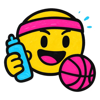 energetic modern emoji representing sports theme, suitable for Discord bot server interface sticker