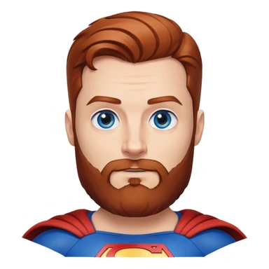 Flying superman with redish brownish hair, blue eyes no capacity full beard sticker