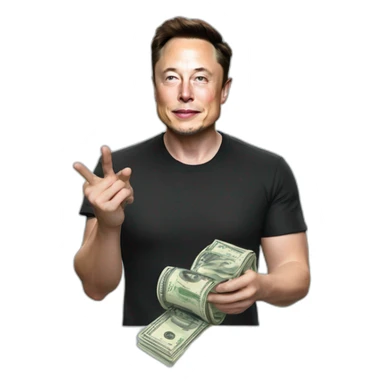 Elon Musk with money on his hand sticker