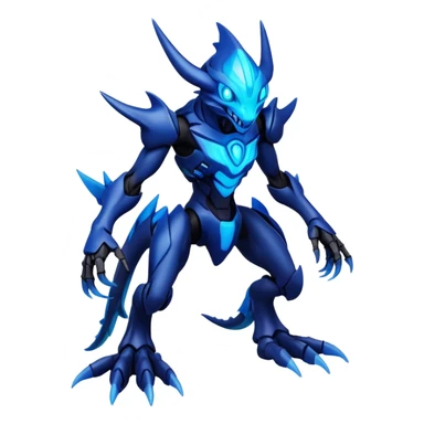 futuristic dark shadowy evil neon-glowing Fakémon-Digimon-hybrid-creature (full body) sticker