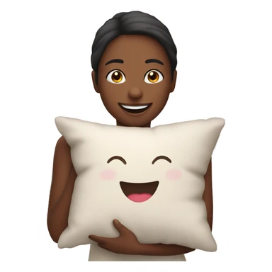 Happy girl holding her pillow sticker