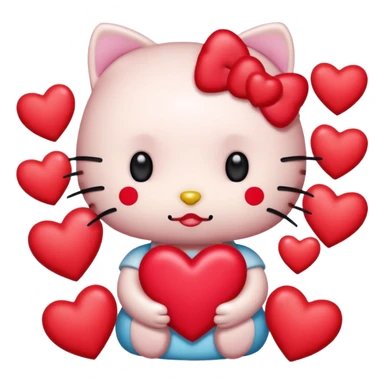 Hello kitty enamorada con muchos corazónes sticker