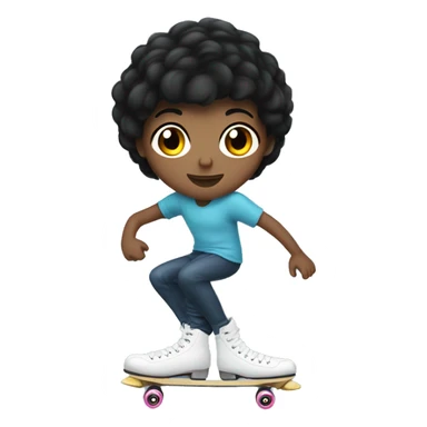 short black hair white person roller skating sticker