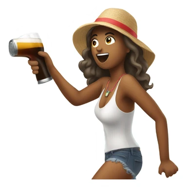 Women shotgunning a beer at the beach sticker