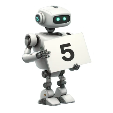  ROBOT HOLDING A SIGN WRITTEN NUMBER FIVE sticker