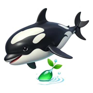 3d Cartoon orca with a green tick next to it sticker
