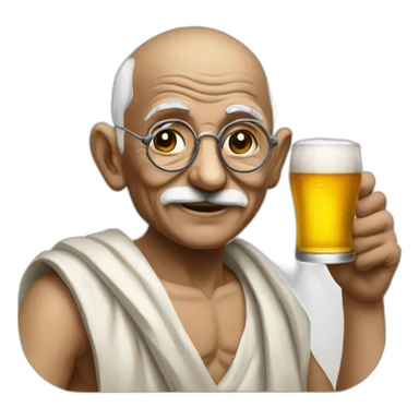ghandhi drinking a beer sticker