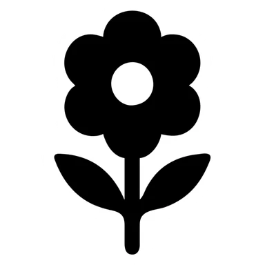 A solid filled icon of a flower, bold and striking sticker