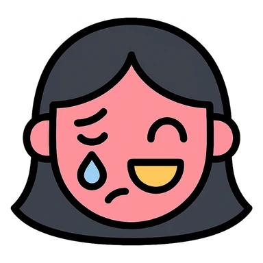 pembe ağlayan ve gülen, siyah saçlı kız sticker